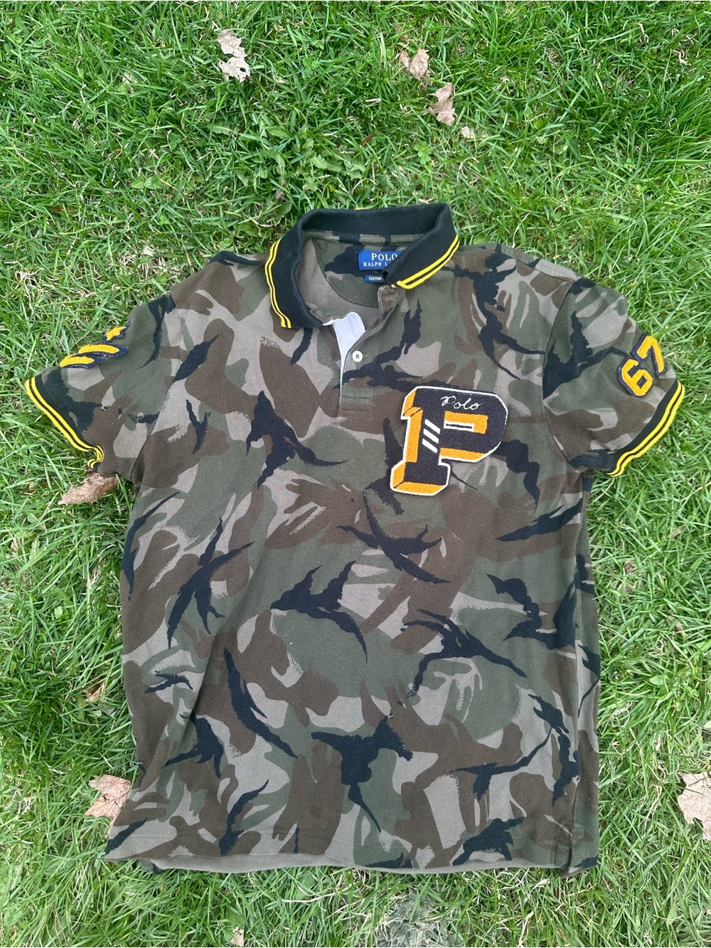 Ralph Lauren Polo Camouflage Shirt with Navy and Yellow Label